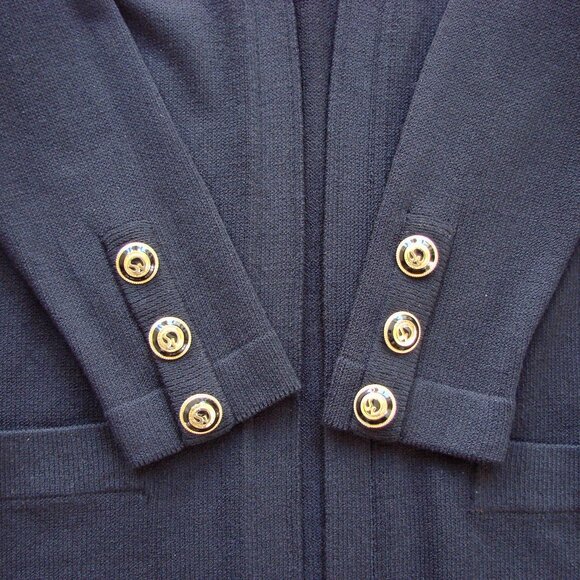 St. John Separates Black Knit Cardigan Sweater Luxury Santiago Knit Medium - Picture 6 of 12